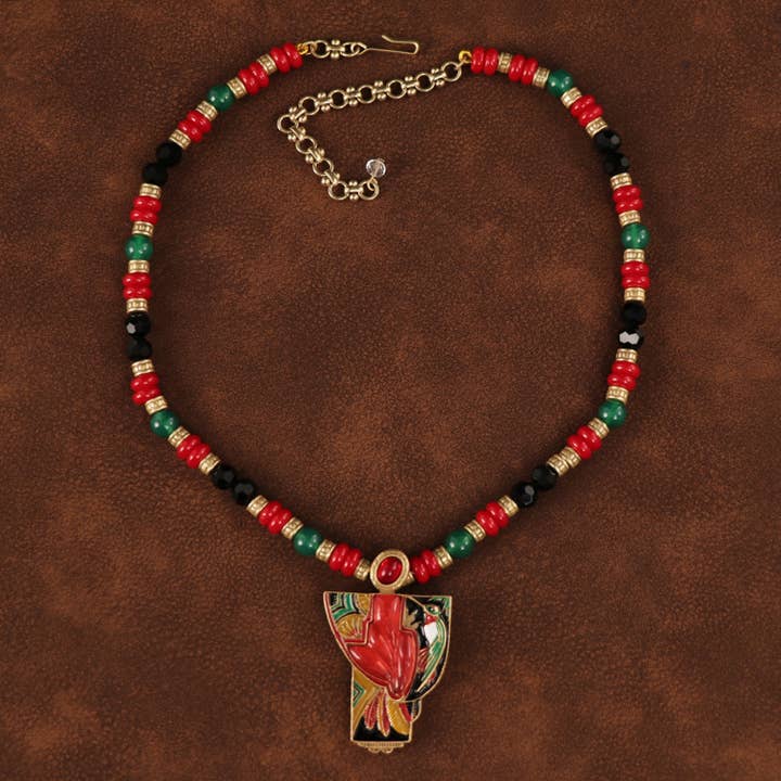 Vintage Bohemian Beaded Bird Pendant Necklace for wholesale by GirlyPirateCo