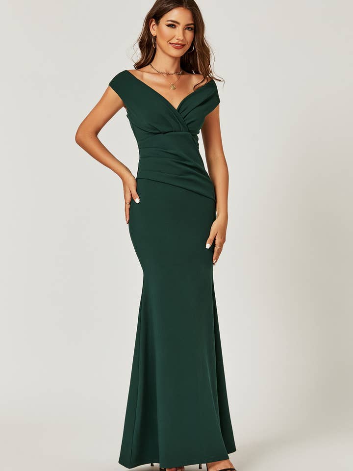 FS Collection (Germany) - Wholesale Dress - Women's - Bardot Pleated Occasion Maxi Dress3