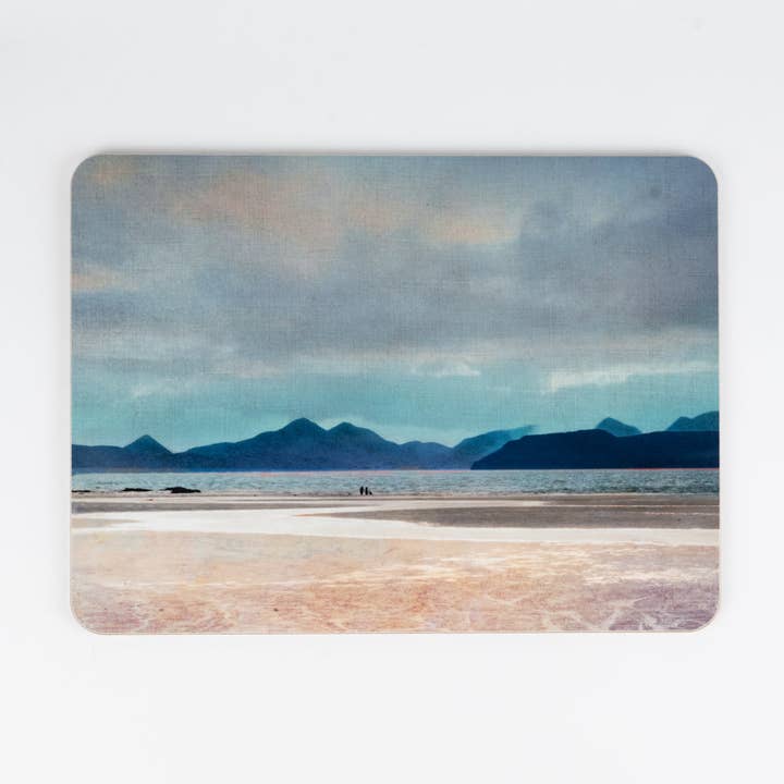 “A walk on the beach” Skye from Applecross Cork Backed Table Mat for wholesale by Cath Waters Scottish Landscapes