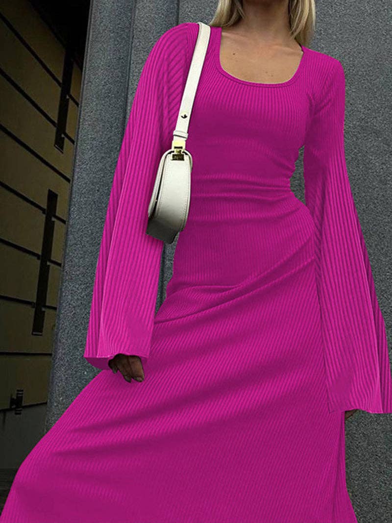 safistyle - Wholesale Dress - Women's - Flare Sleeves Square Neck Maxi Dress16