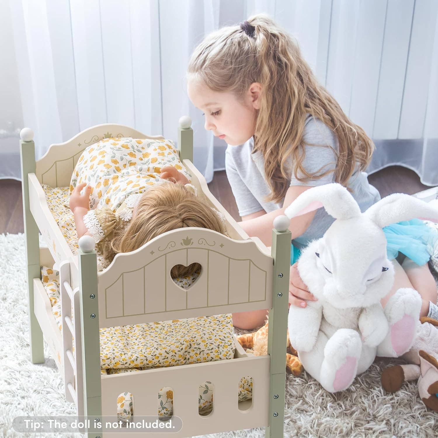 Robud & Mewoofun Official Store - Wholesale Doll Accessory Kit - Kids - Robud Baby Doll Bunk Beds Wooden Doll Cribs Cradle 3