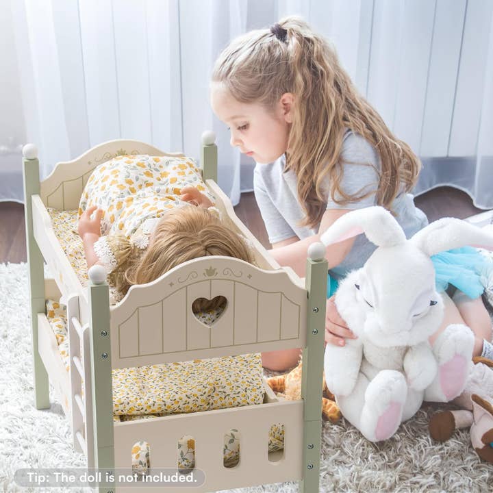 Robud & Mewoofun Official Store - Wholesale Doll Accessory Kit - Kids - Robud Baby Doll Bunk Beds Wooden Doll Cribs Cradle 3