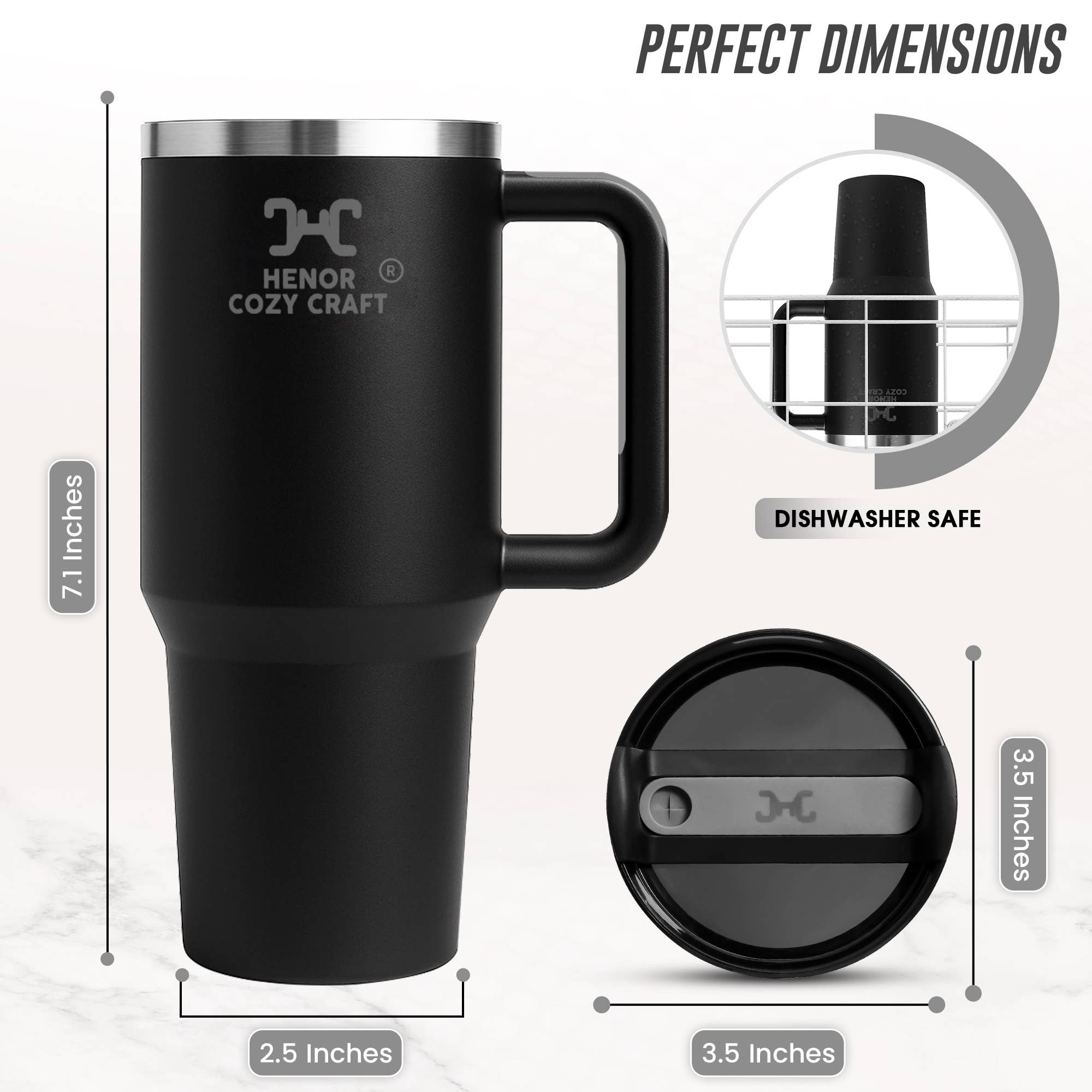 HENOR COZY CRAFT - Wholesale Insulated Mug/Tumbler -  40 Oz Mate Black Tumbler With Handle 1