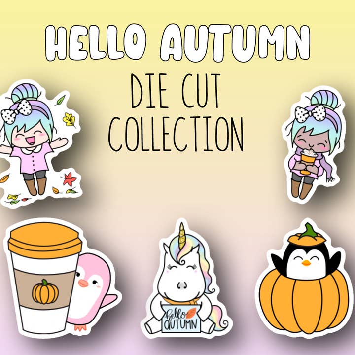 Hej Höstklistermärke DIE CUT-kollektion för wholesale av Shine Sticker Studio