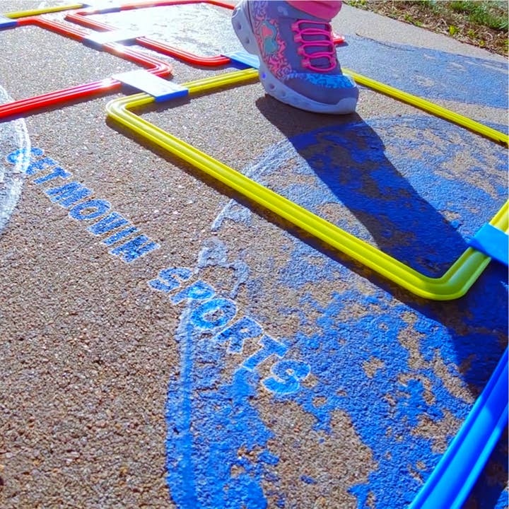 GetMovin' Sports - Wholesale Sporting Game - Kids & Baby - Hopscotch Squares Set with 2 Premium Beanbags Giant Sized