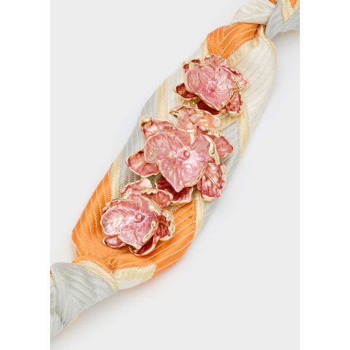 NALI' - Wholesale Woven/Braided Bracelet - FABRIC BRACELET WITH PINK FLOWERS - N59