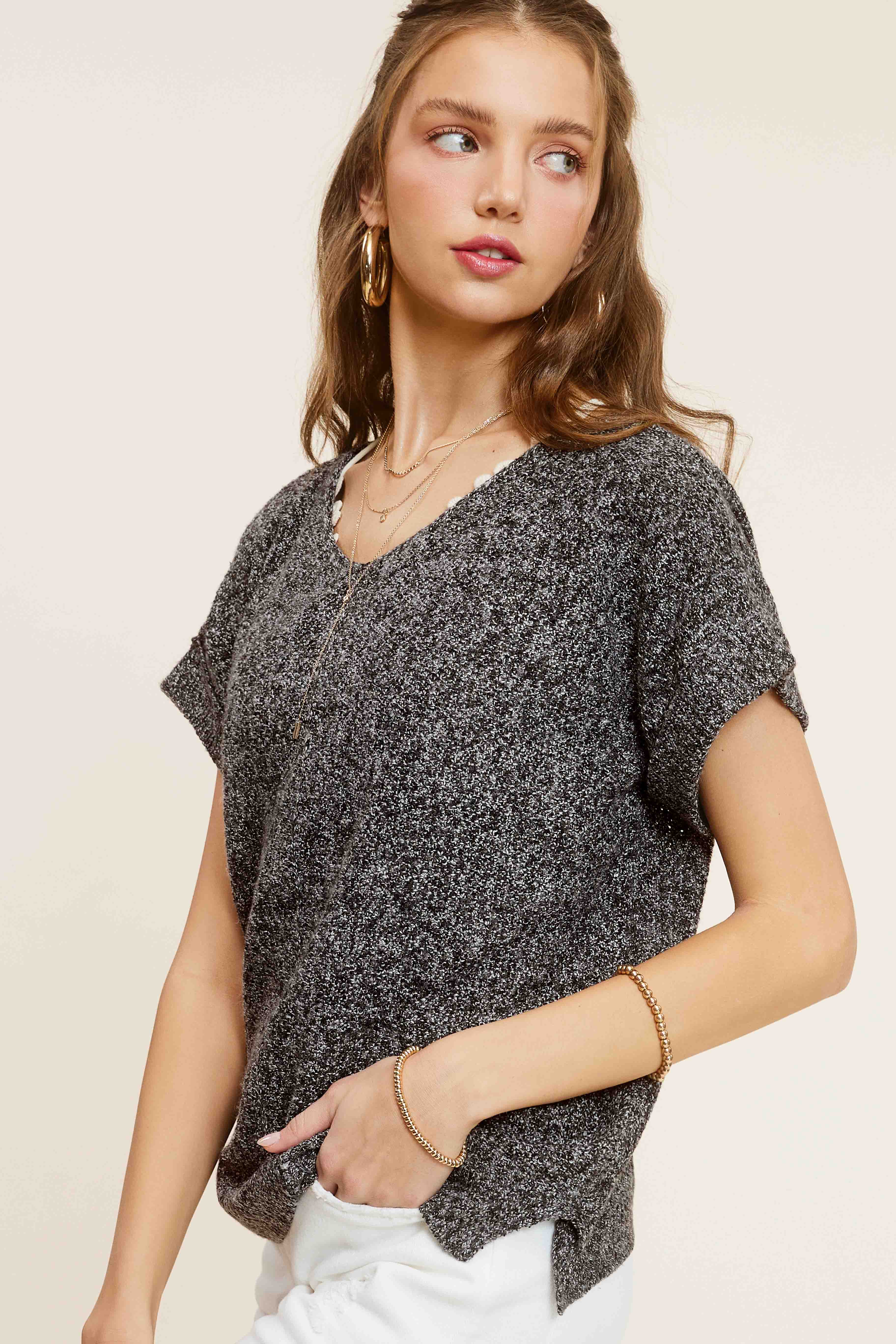 La Miel - Wholesale Knit Sweater - Women's - MCS3580-Soft Lightweight Loose Fit Textured Pullover Sweater18