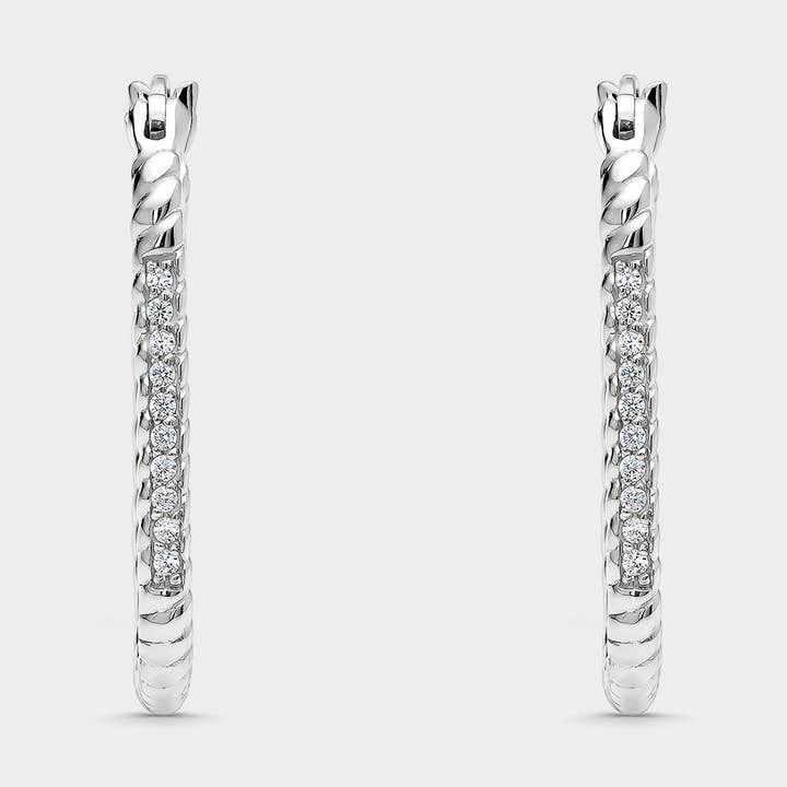 Rechthoekige creoolse oorbellen met witte zirkonen 10mm voor wholesale door Itemporality