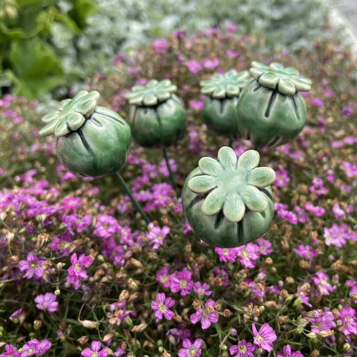 Pannonhem AB. - Wholesale Garden/Lawn Stake - Ceramic Poppy straw, Plant stake,Poppy straw on stem3