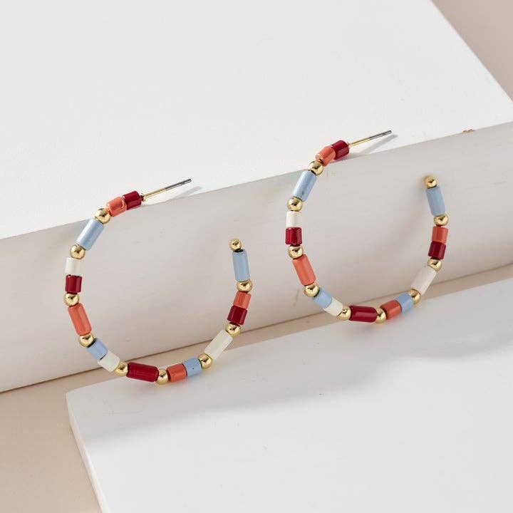 StarryNYC - Wholesale Hoop Earrings - Metal Barrel Bead Colorful Enamel Coating C Hoop Earrings1