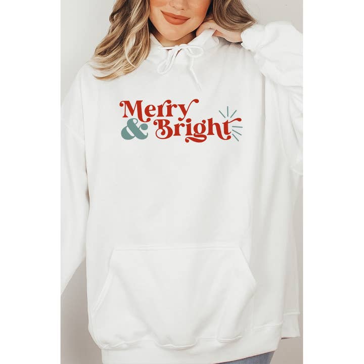 Sweat à capuche graphique Merry and Bright Christmas pour la vente par Kissed Apparel
