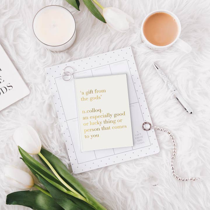 A Gift From The Gods - Vendita all'ingrosso Biglietti di auguri - Biglietto con scritta «Un dono degli dei» (definizione), con slogan1