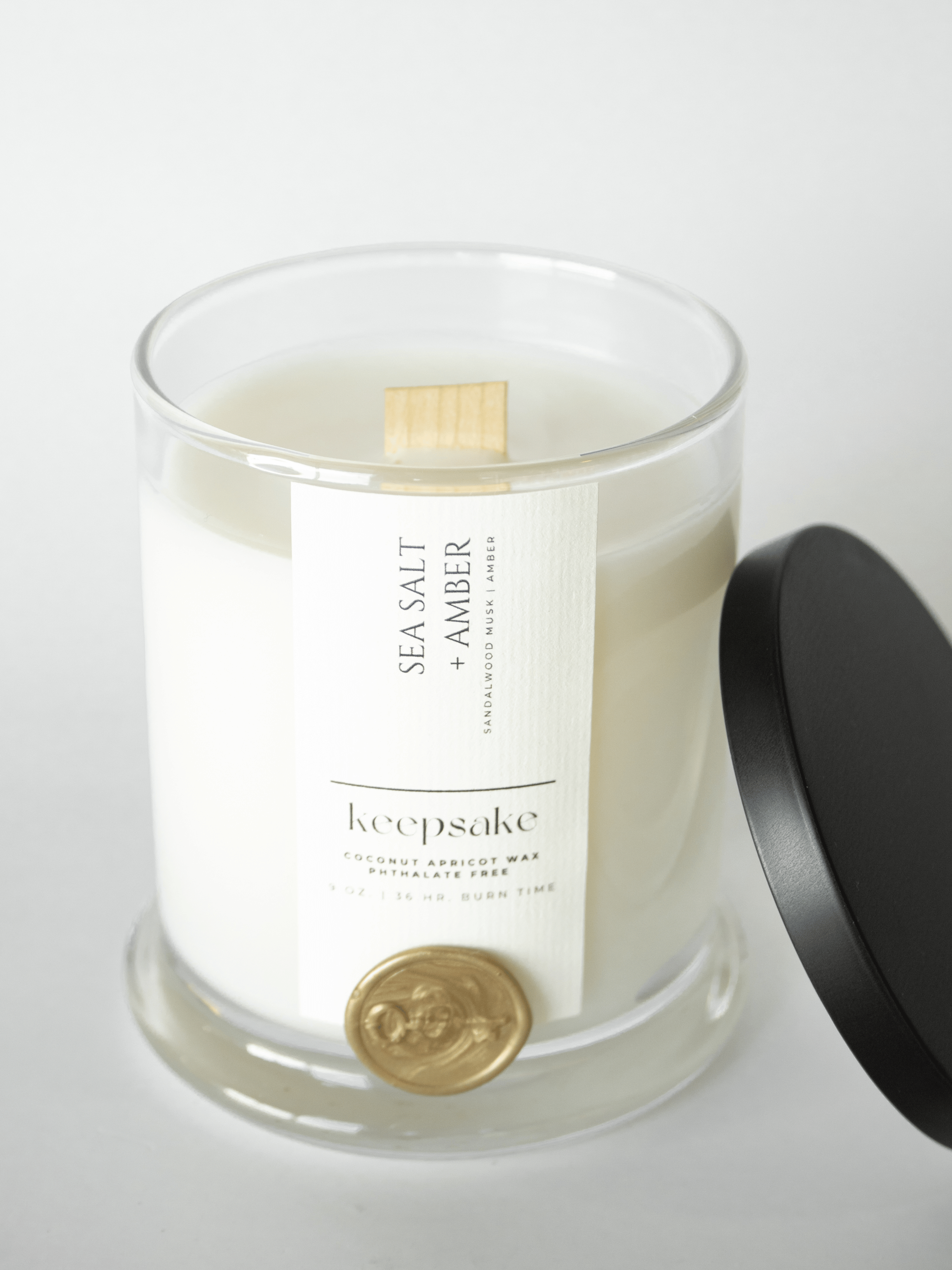 Keepsake Candle | Curated – wholesale Jar/filled candle – 9 oz. Luxury Candle - Sea Salt + Amber1