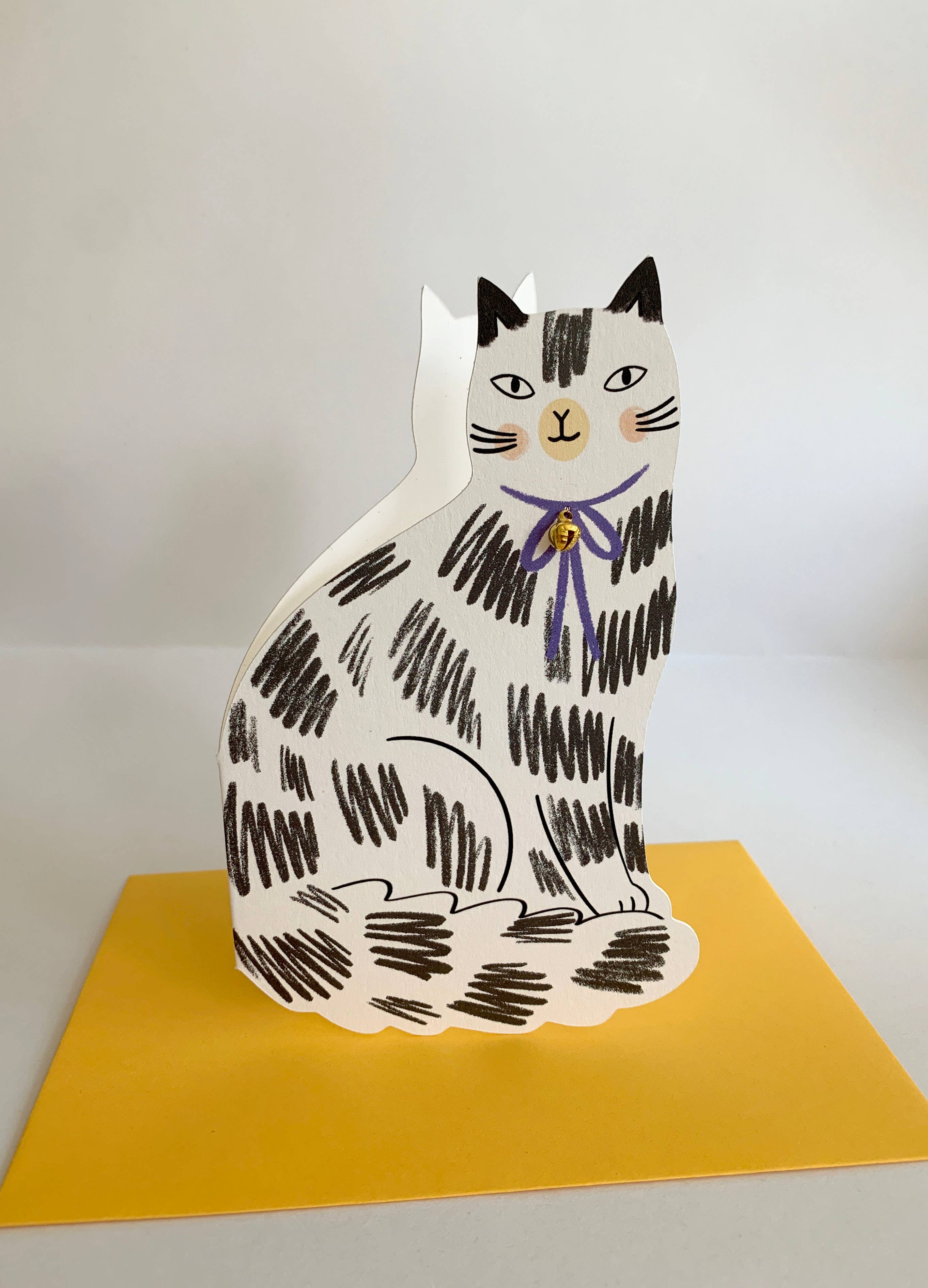 Kitty Kenda Papergoods - Wholesale Everyday Greeting Card - Sitting Kitty Shaped Greeting Card Loveheart4