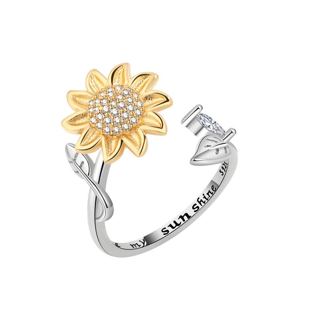 Revelari - Wholesale Multi-Stone Ring - Sunflower Open Adjustable Ring with Zircon Accents2