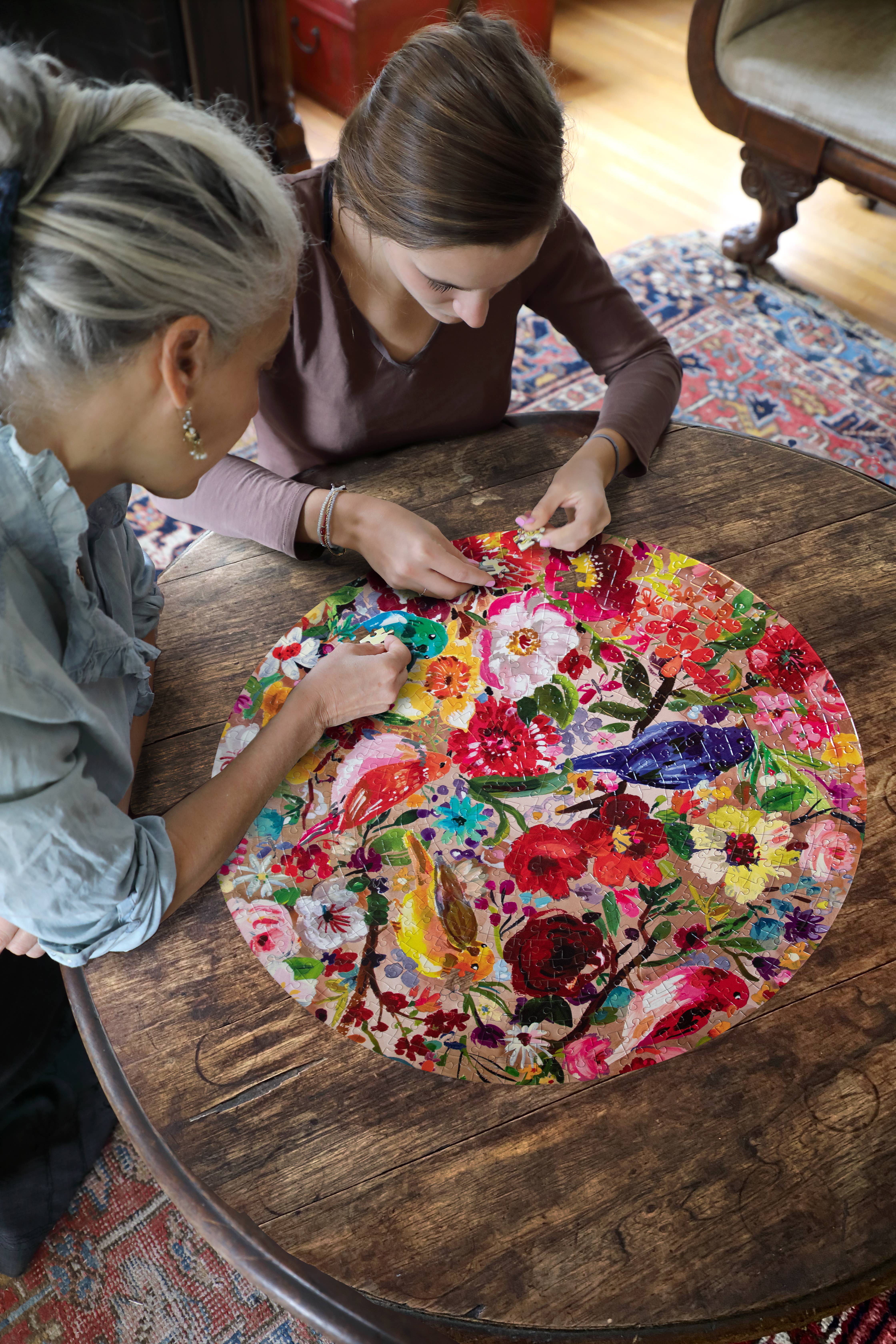 eeBoo - Vente Puzzle – adulte - Puzzle rond de 500 pièces « Oiseaux et fleurs »4