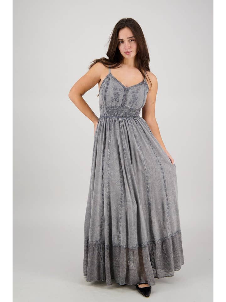 Advance Apparels - Wholesale Dress - Women's - Sheer Hem Smocked Maxi Dress ADL-2532426