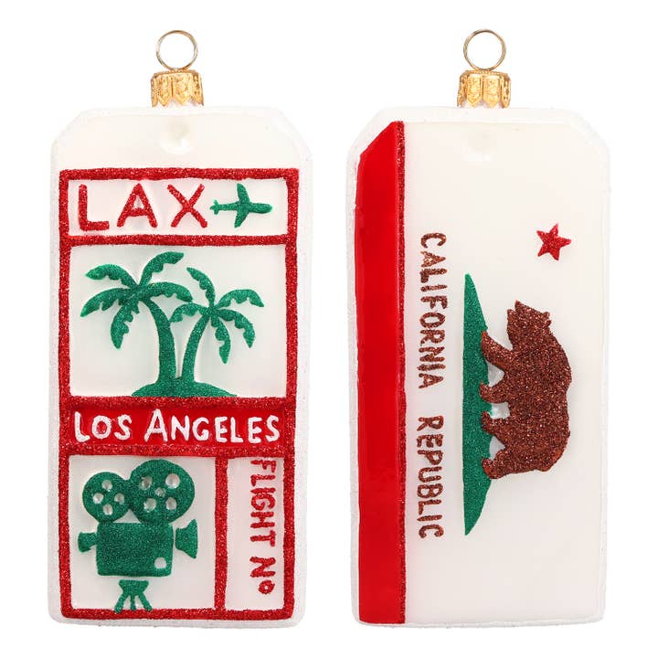 LAX Los Angeles Luggage Tag Ornament for wholesale by Joy To The World Collectibles