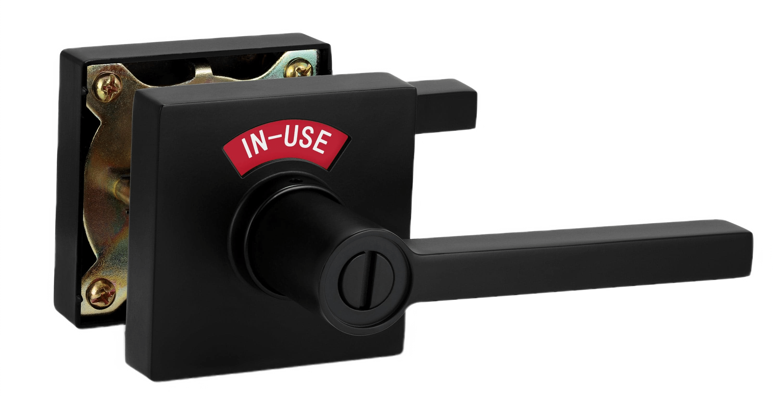 Vizilok – wholesale Knob/pull – Square Privacy Indicator Door Lock Solstice Lever in Matte Black1