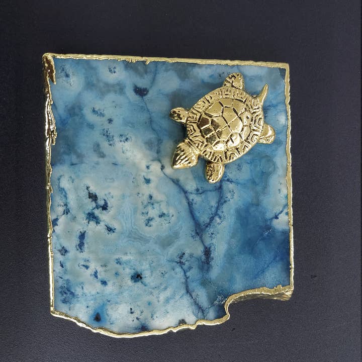 Porta-copos Ágata com Tartaruga Dourada 1 Peça por atacado de Serein Wellness