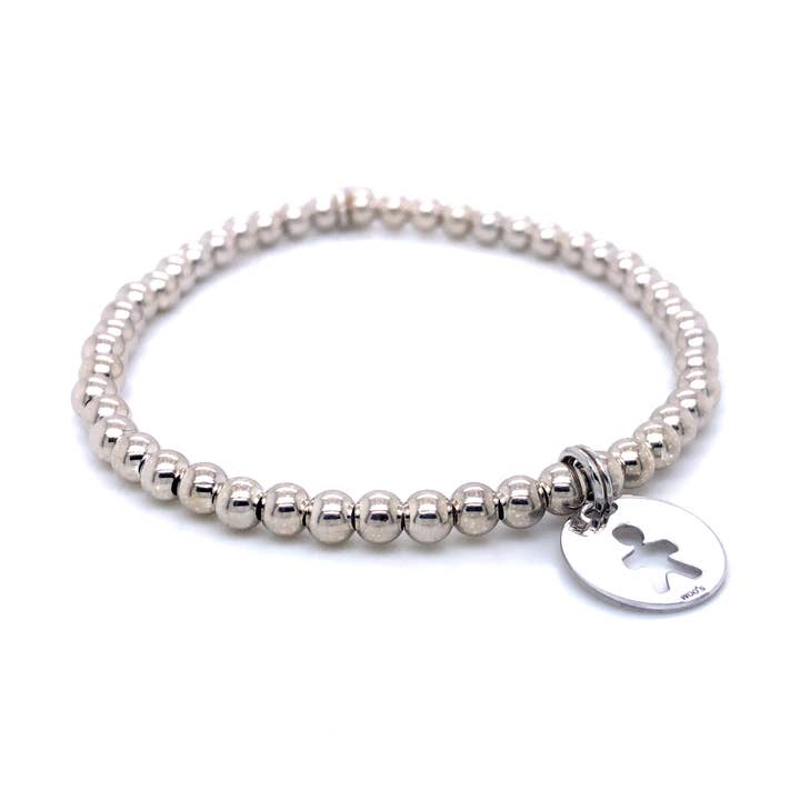 Elastisches Armband mit Boy-Medaille aus Silber für den Großhandel von Woo's pure feelings