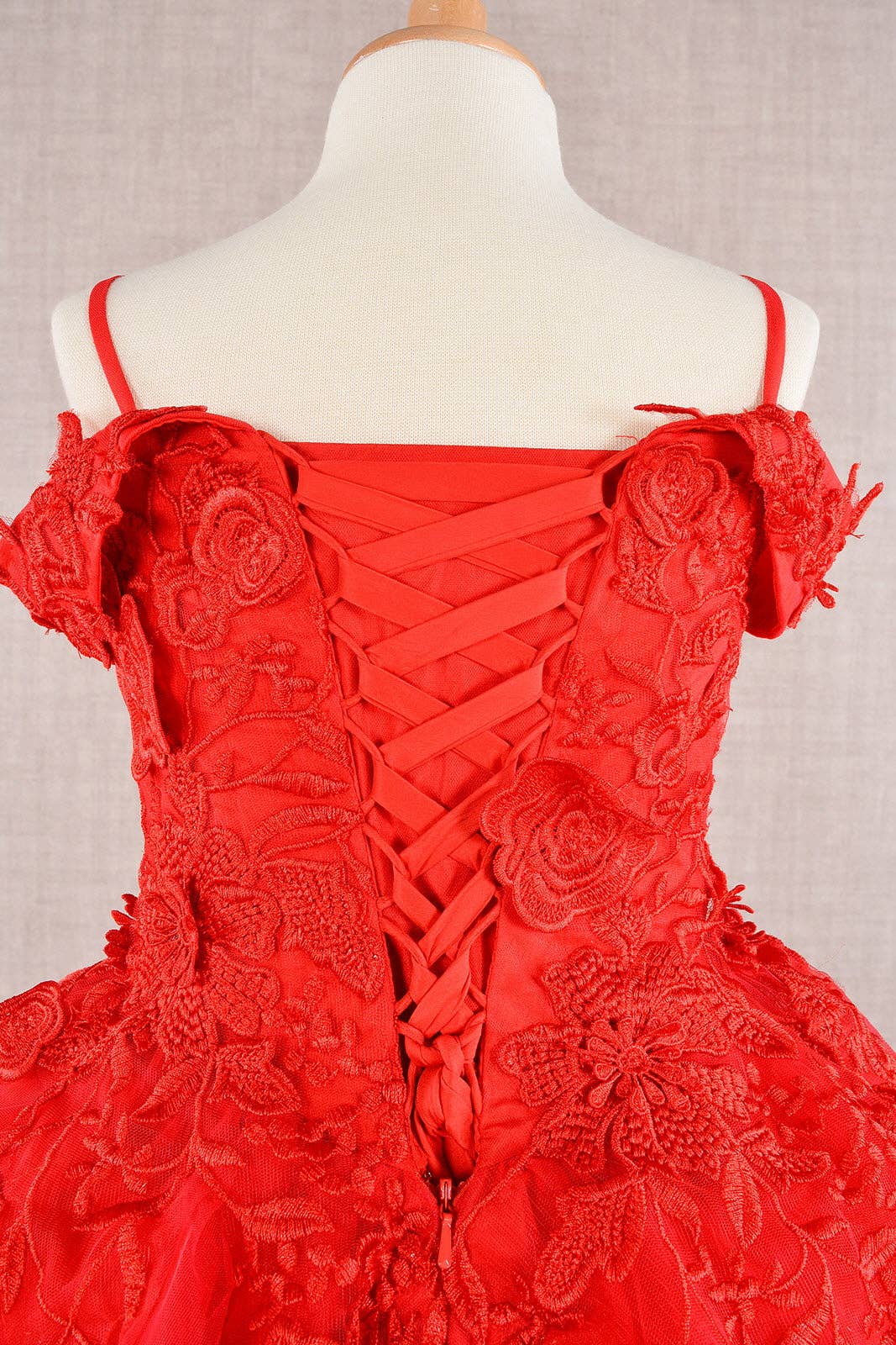 Tux-USA® - Wholesale Dress - Kids - Floral Embroidery Embellished Cut-Away Shoulder Kids Dress12