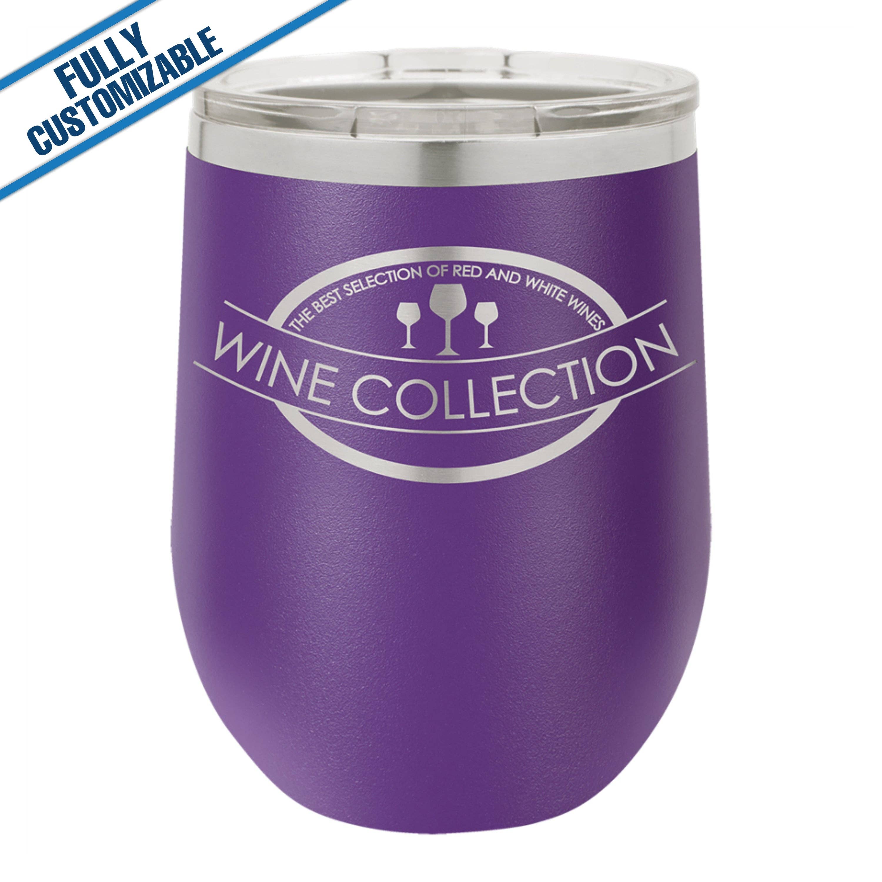 GiftWorksPlus - Vente Gourde/bouteille isotherme - 12 oz. Gobelet à vin gravé sans pied entièrement personnalisable8