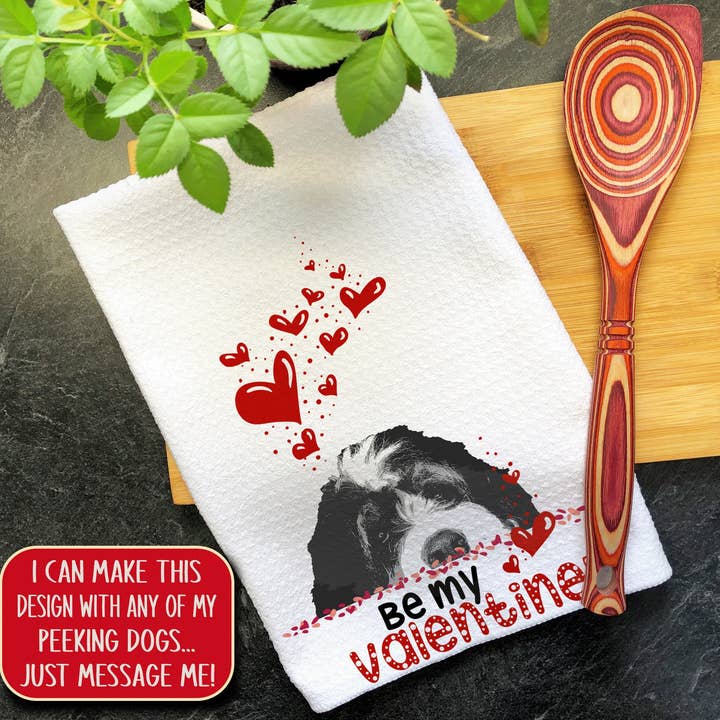 Bernedoodle Dog Heartd Kitchen Towel for wholesale by Swanky Bazaar