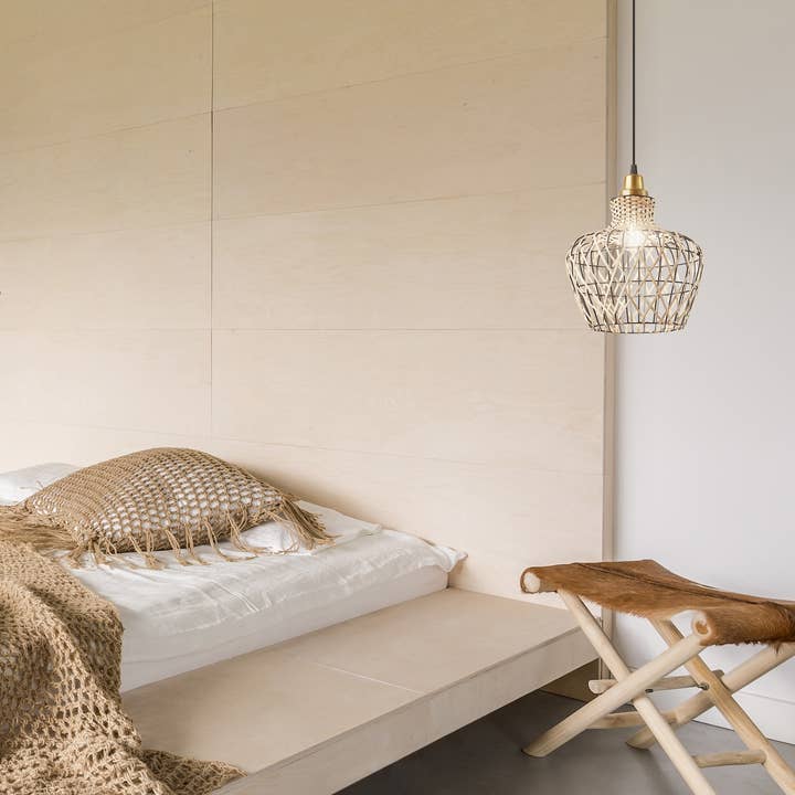 10.25"W 1-Light Betsy Rattan and Metal Pendant for wholesale by River of Goods