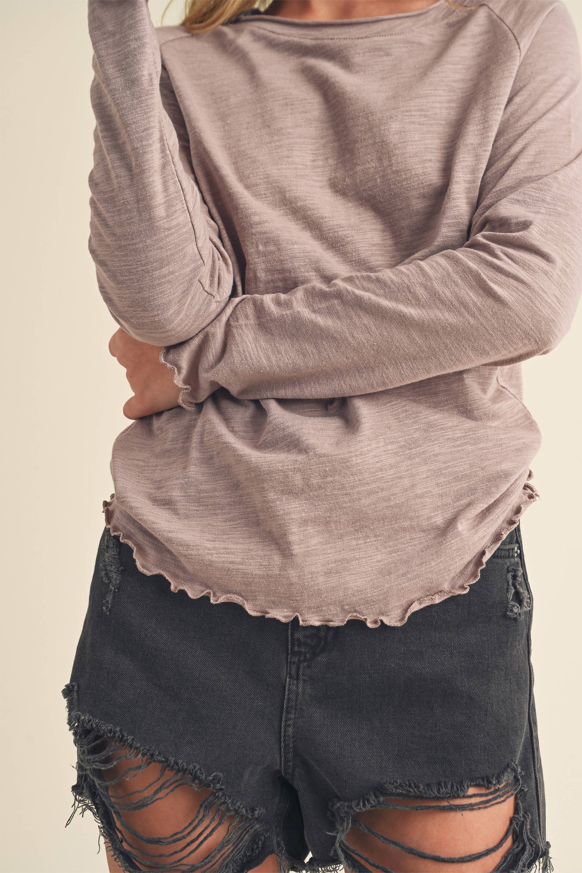 AEMI + CO - Wholesale T-Shirt - Women's - 8288DN Gwen Baby Long Sleeve Top45