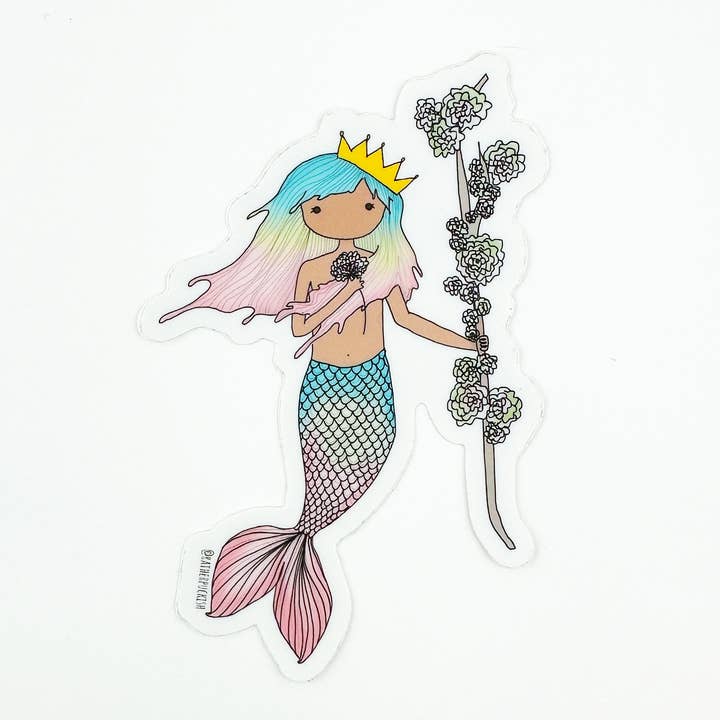 Bloom When You're Ready Mermaid Vinyl Sticker for wholesale by Rather Puckish