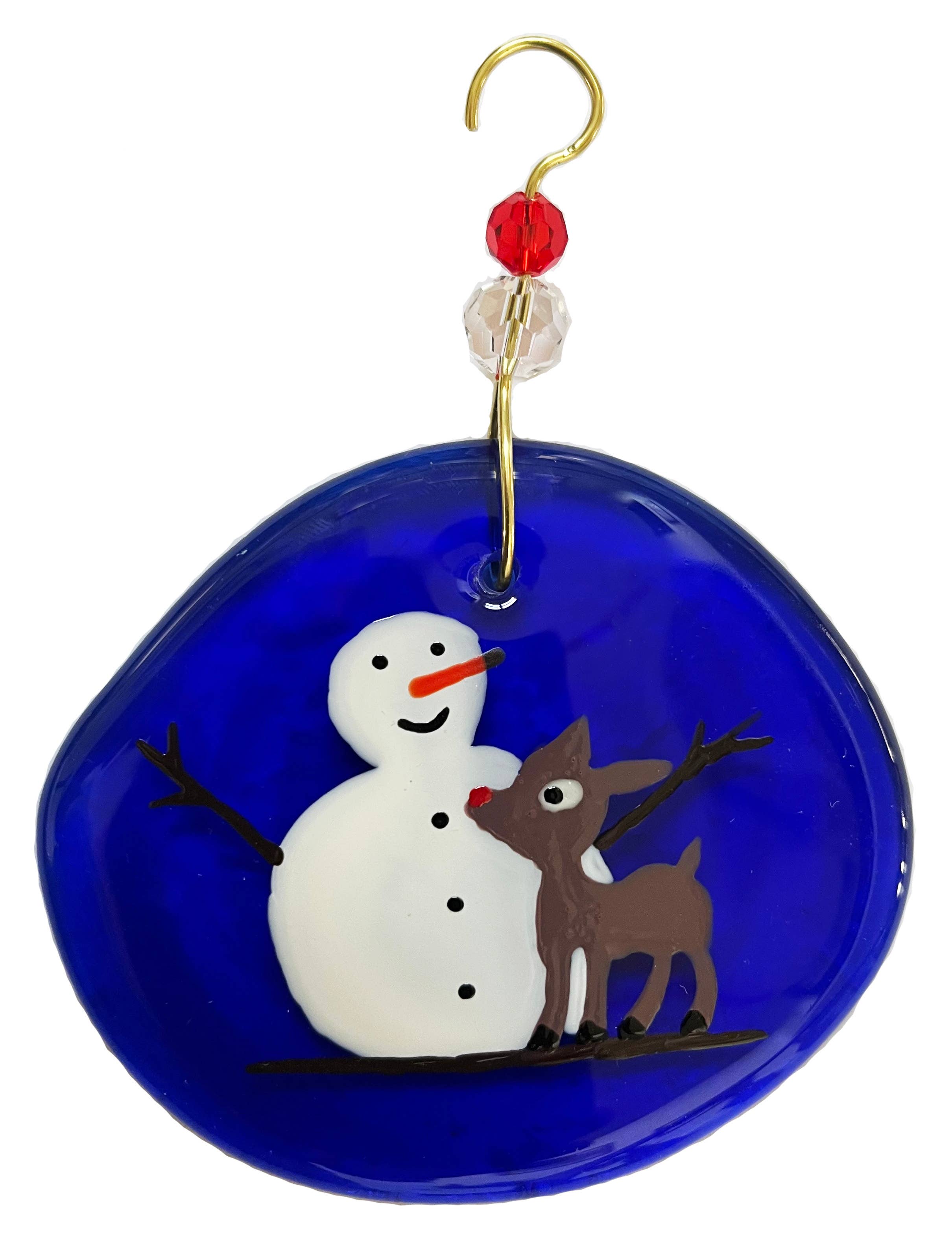 Wine Bottle Art - Wholesale Ornament - Ornament - Snowman & Rudolph0