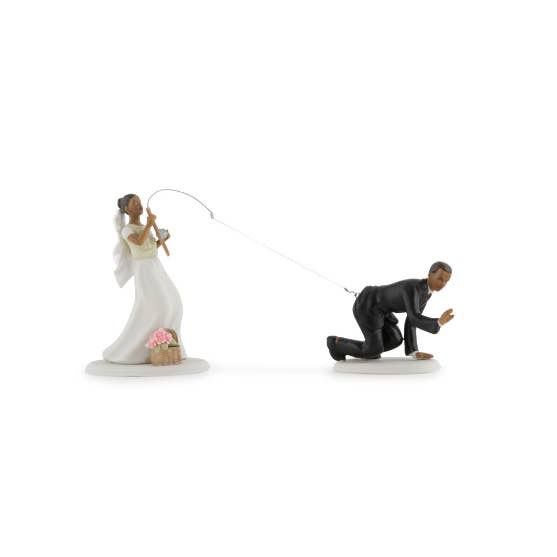 Weddingstar Inc. - Wholesale Cake/Cupcake Topper - Catch of the Day Bride and Groom Cake Topper -Fishing Bride