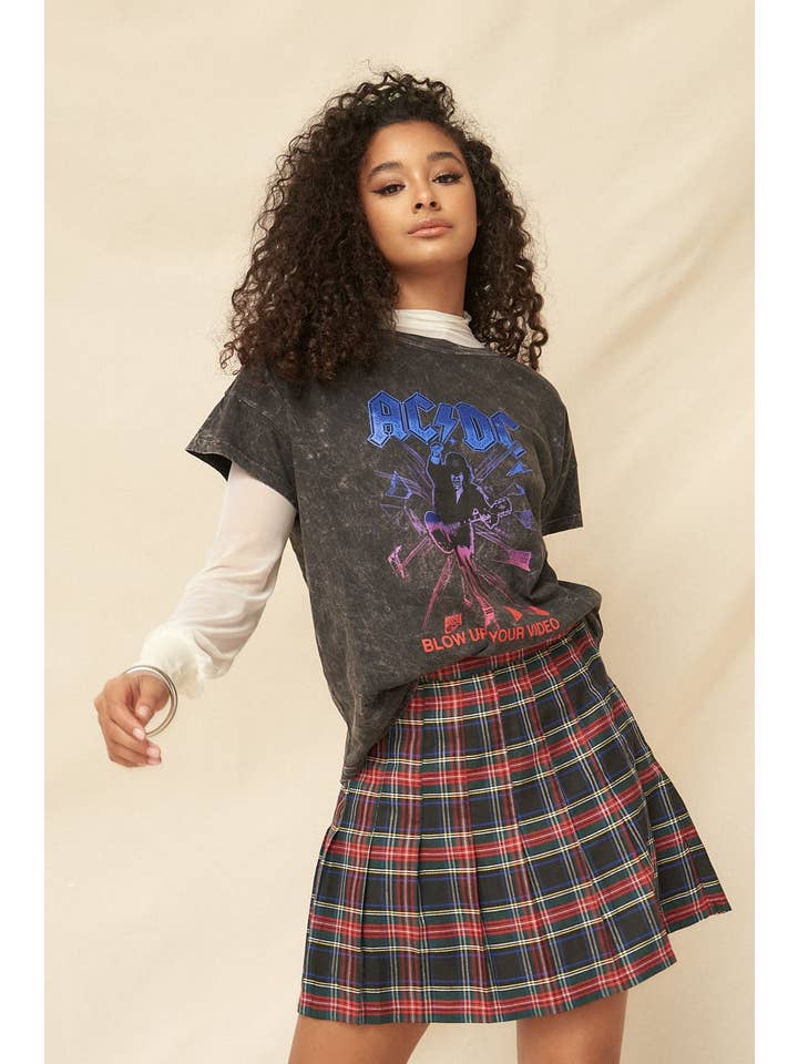 Charcoal AC/DC Blow Up Your Video Vintage-Wash Graphic Tee for wholesale on Faire