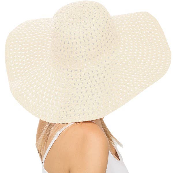 Cap Zone - Wholesale Straw Hat - Women's - Petite Open Weave Light-Weight Floppy Brim Sun Hat