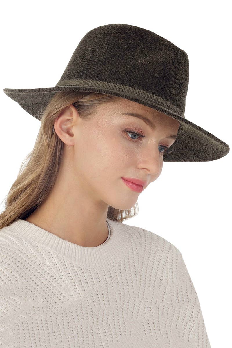 Cap Zone – wholesale Fedora – Women’s – Velvety Corduroy Woven Chenille Floppy Fedora Rancher Hat13