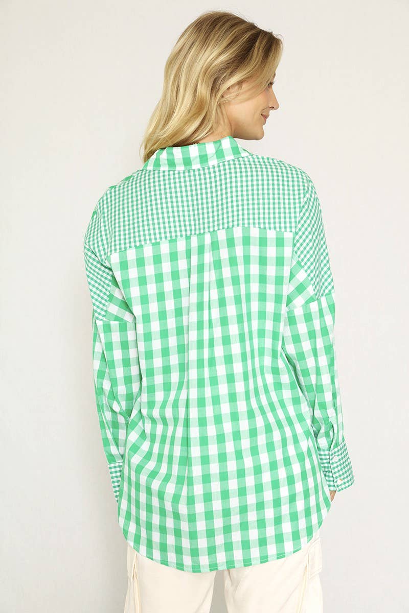 Miss Sparkling - Wholesale Button Down Shirt - Women's - Plaid button up top9