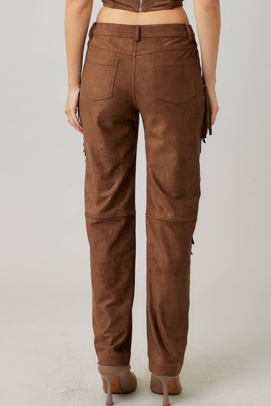 MOCHA Suede Fringed Pants for wholesale on Faire4