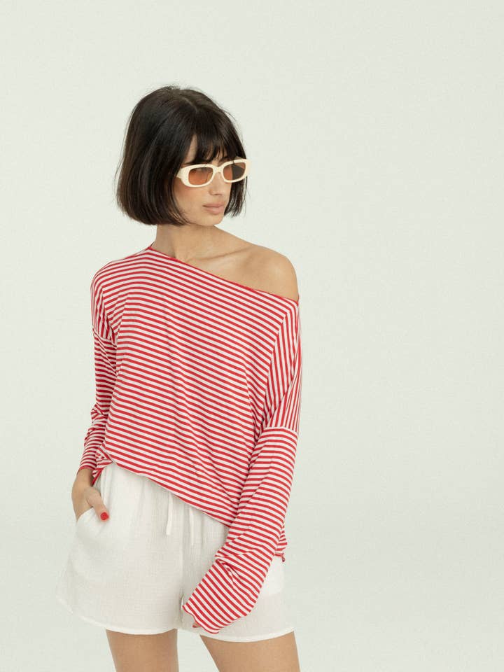 04h15 - stripe sweatshirt for wholesale by Your Human Soul