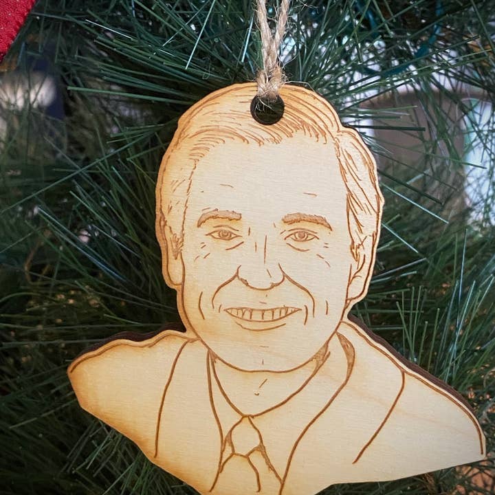 Adorno navideño de madera de Mister Rogers (Fred Rogers) para venta al por mayor de Tree YoSelf