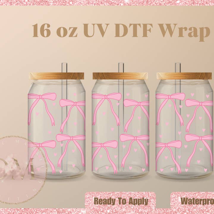 Corazón y Lazos Coqueta UV DTF Wrap para venta al por mayor de Dm Crafting