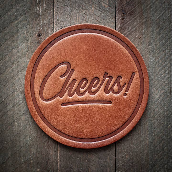 Sugarhouse Leather - Wholesale Coasters - Cheers! Leather Coaster