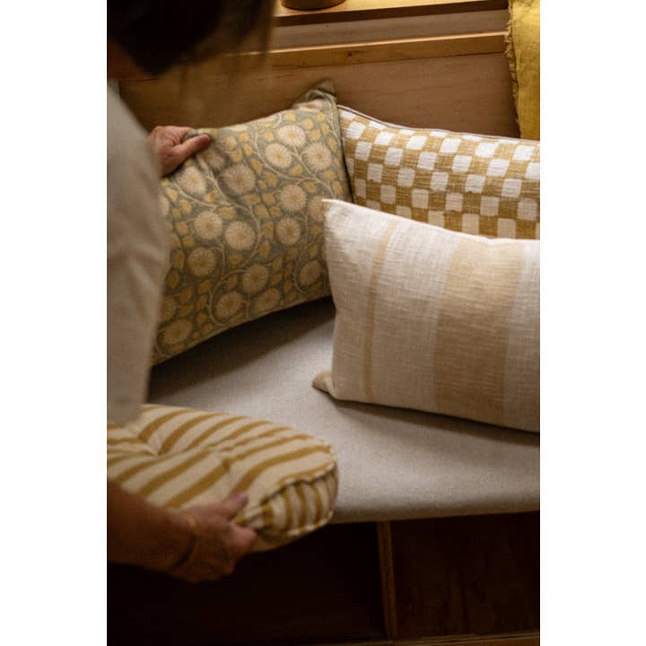 Indaba Trading - Wholesale Throw/Decorative Pillow - 16x24 Checkered Pillow, Ochre