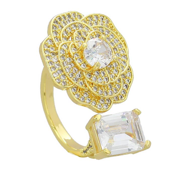 Ole - Wholesale Multi-Stone Ring - Floral Cubic Zirconia Rings R24947