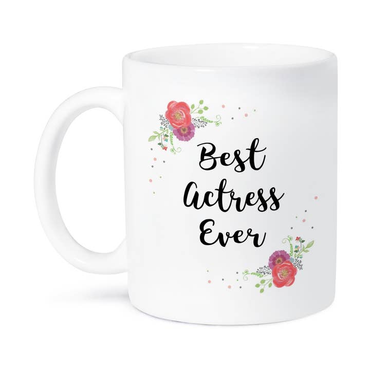 3dRose, Melhor Atriz de Sempre em Aquarela de Flores Cor-de-Rosa - Amor pelo Teatro, Caneca por atacado de 3dRose