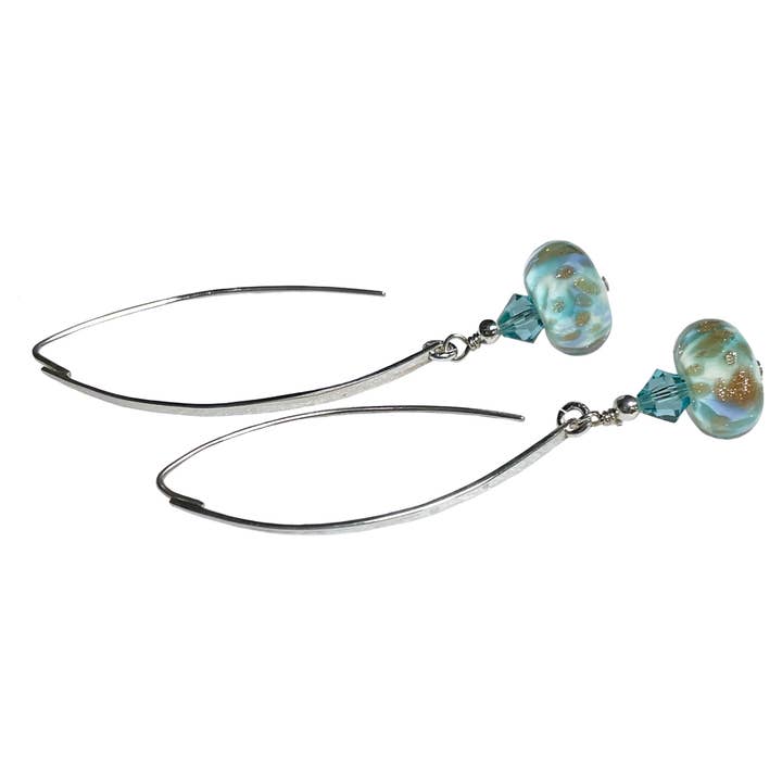 Azure Seas Flat Face Marquise Fios Orelhas por atacado de Beach Memories® Glassworks