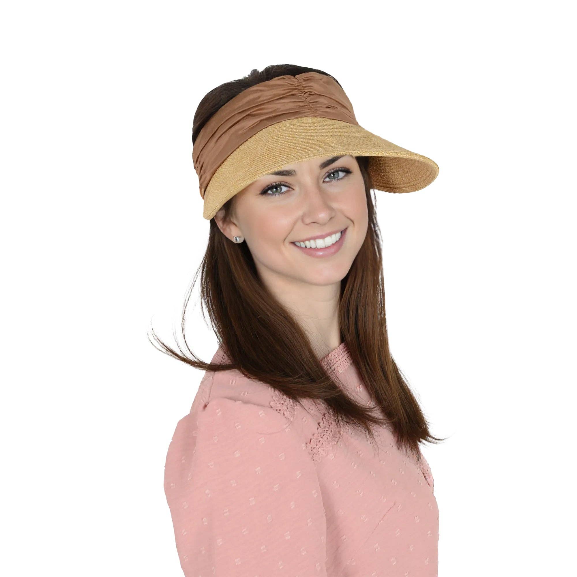 AK Brand – wholesale Visor – Women's – Straw Sun Visor Wide Brim Adjustable Band Lightweight Hat16