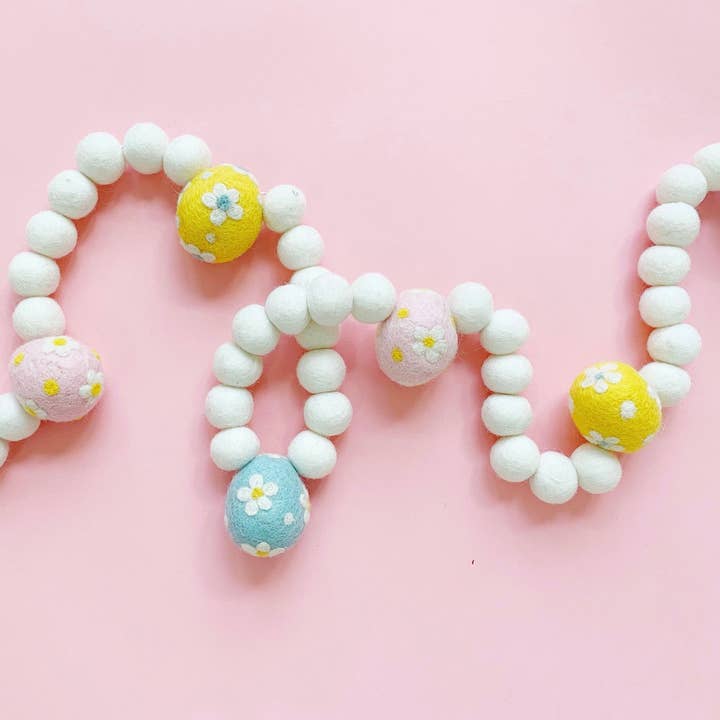 Easter Flowers Felt Ball Garland for wholesale by Pearl & Jane