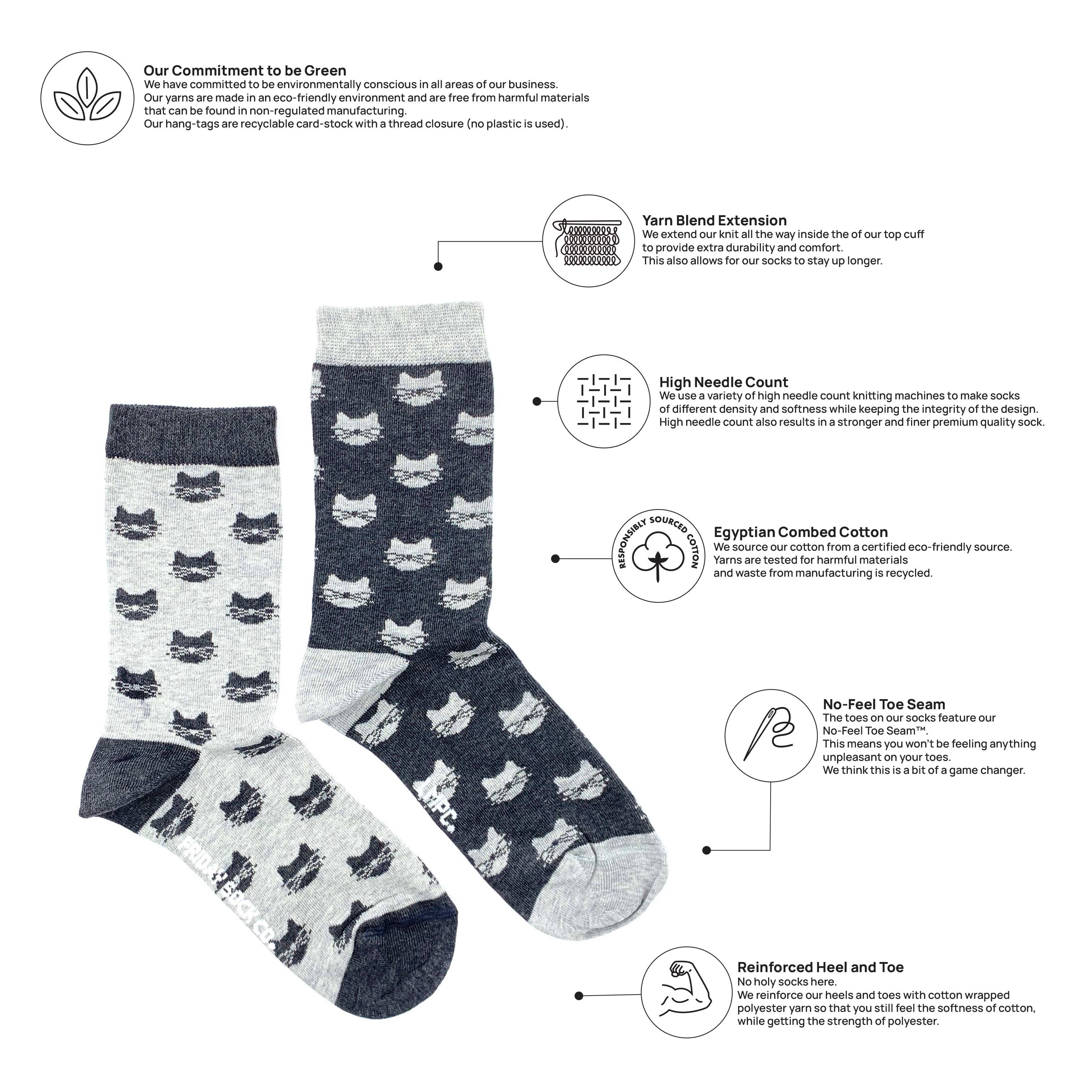 Friday Sock Co. - Wholesale Socks - Women's - Women’s Inverted Grey Cat Socks1
