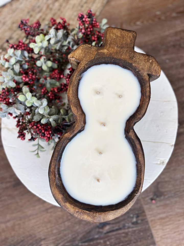 Mini Snowman Dough Bowl kaars 100% soja voor wholesale door Maddison Avenue Candles Company